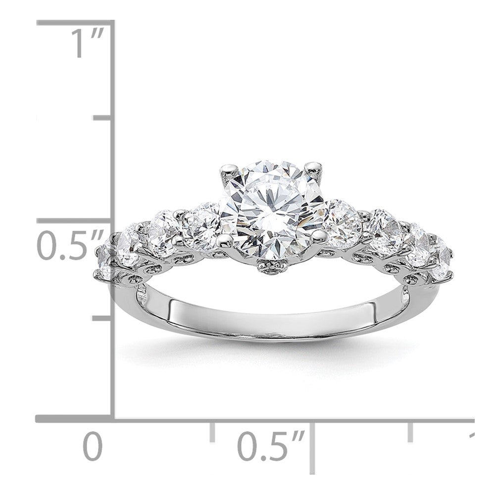 Sterling Silver Pure Fire Rhodium Plated Polished & Cz Ring