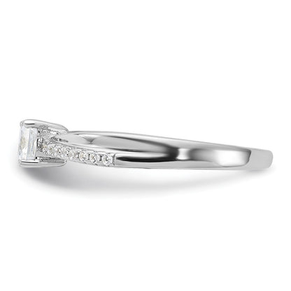 Sterling Silver Rhodium Plated Polished & Cz Ring