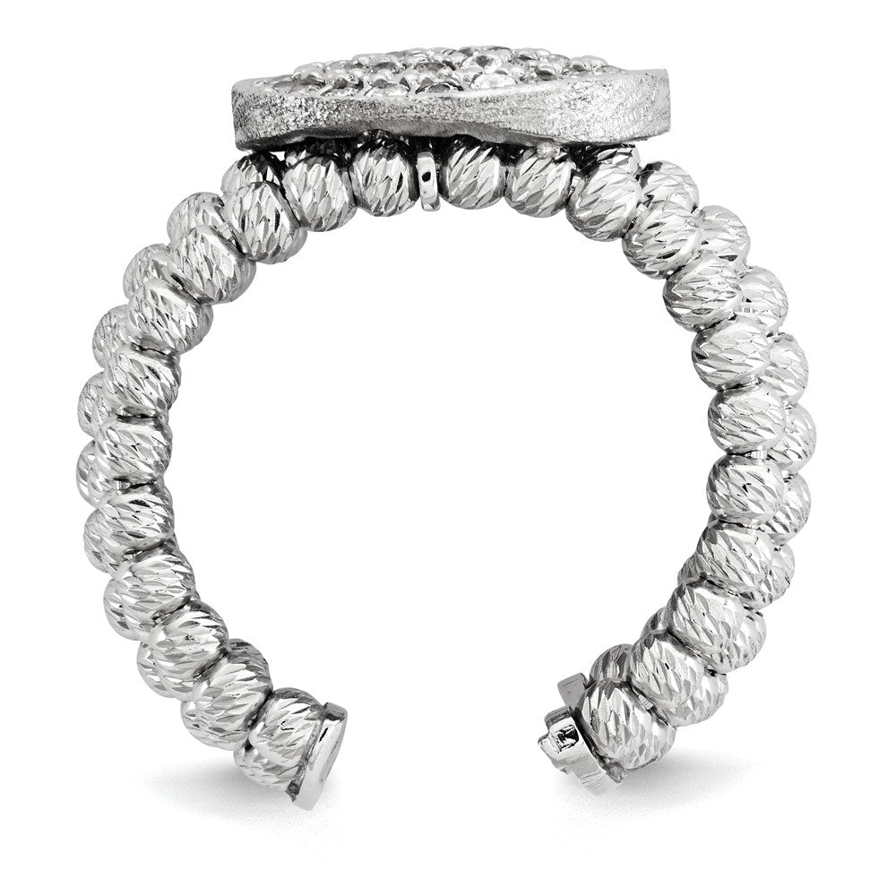 Sterling Silver Rhodium Plated 5 Strand Beaded Crystal Ring