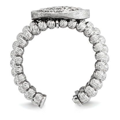 Sterling Silver Rhodium Plated 5 Strand Beaded Crystal Ring