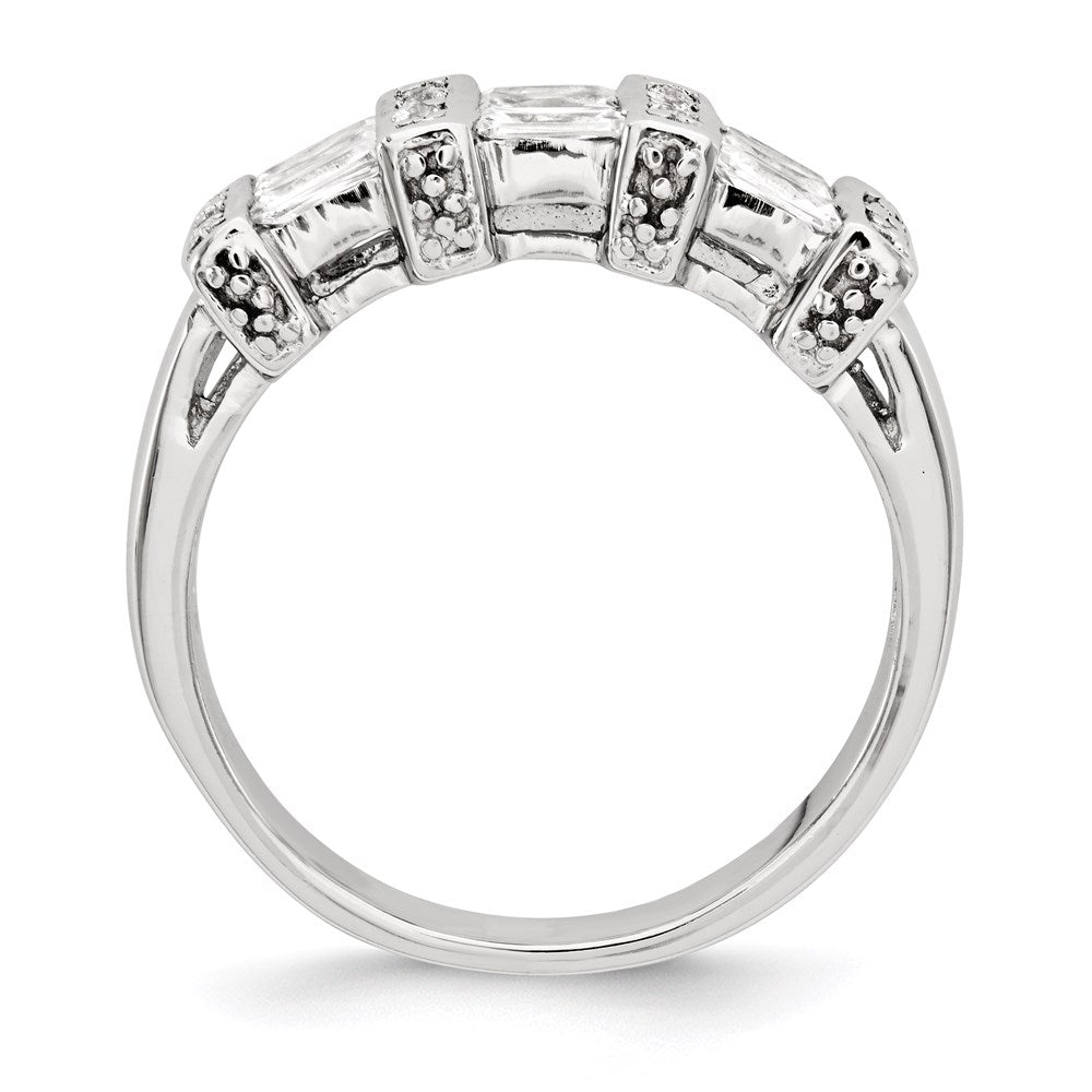 Sterling Silver Polished Rhodium Plating Cz Ring