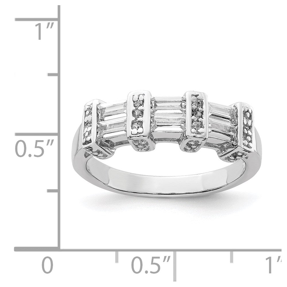 Sterling Silver Polished Rhodium Plating Cz Ring
