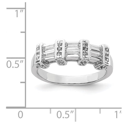 Sterling Silver Polished Rhodium Plating Cz Ring