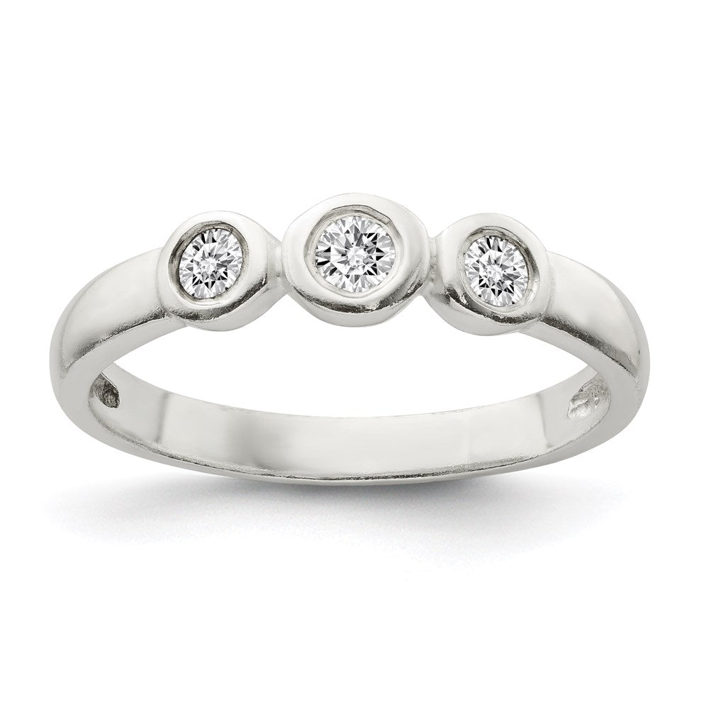 Sterling Silver Polished Cz Ring