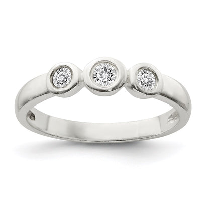 Sterling Silver Polished Cz Ring