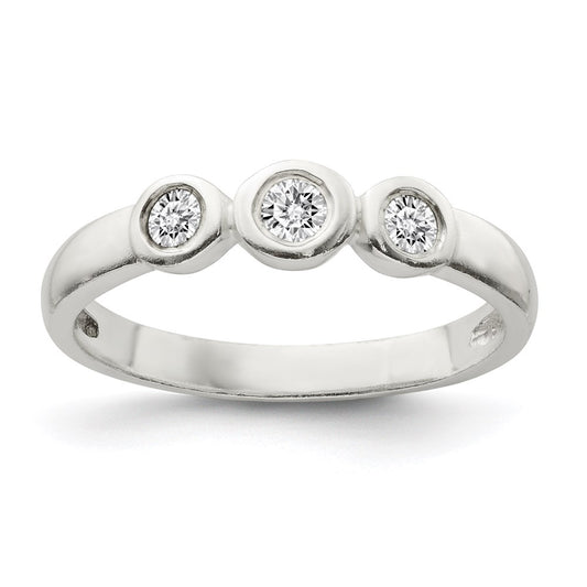 Sterling Silver Polished Cz Ring