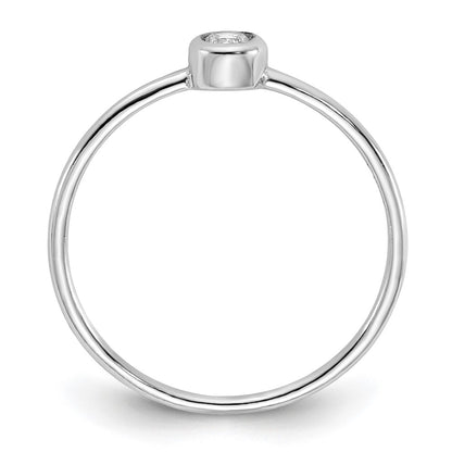 Sterling Silver Rhodium Plated Polished Cz Circle Ring