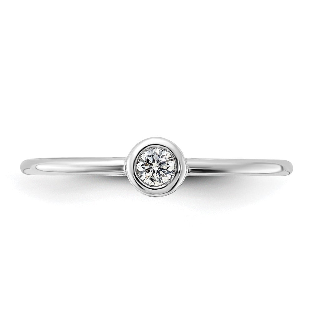 Sterling Silver Rhodium Plated Polished Cz Circle Ring