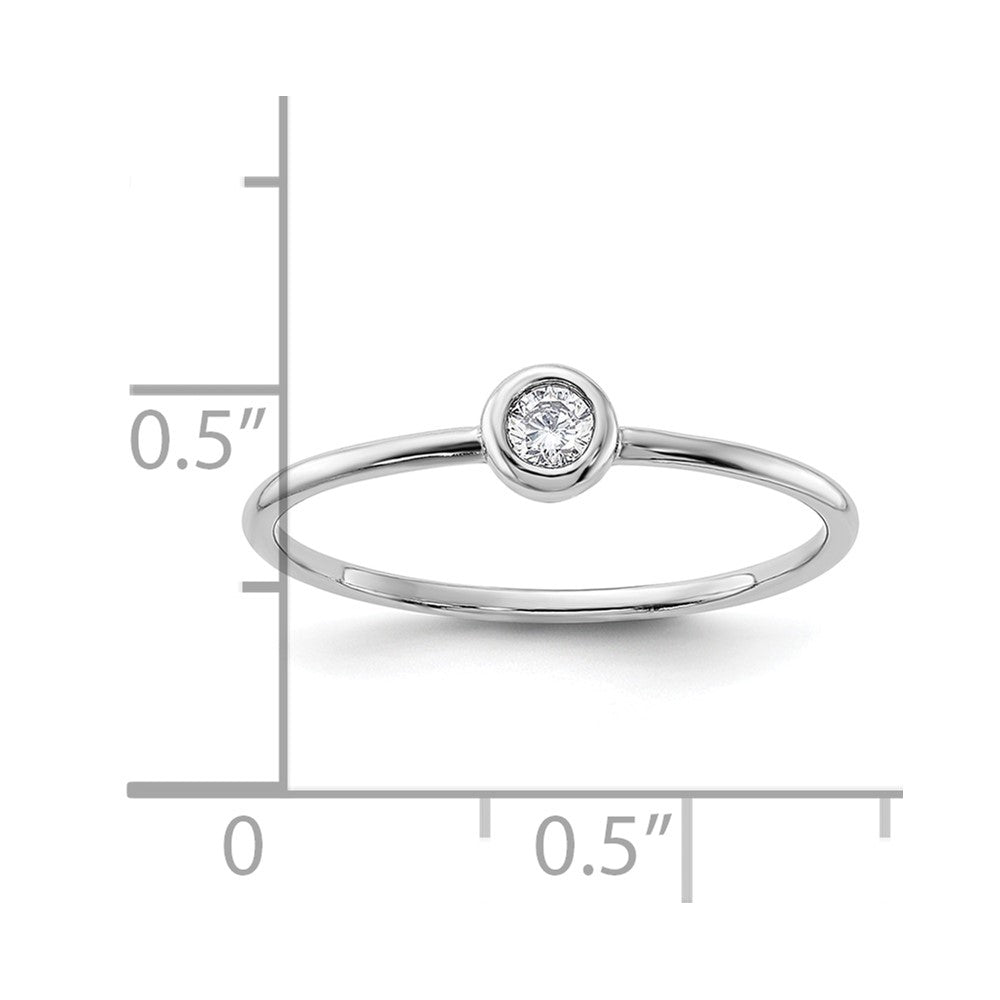 Sterling Silver Rhodium Plated Polished Cz Circle Ring