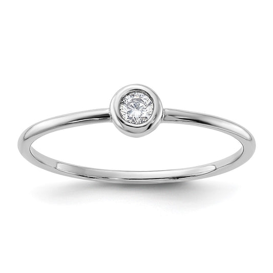 Sterling Silver Rhodium Plated Polished Cz Circle Ring