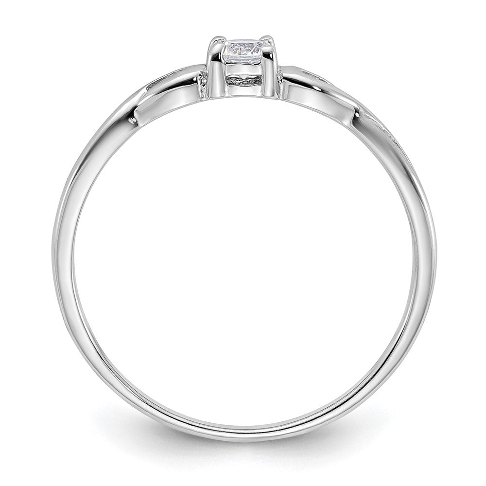 Sterling Silver Rhodium Plated And Cz Ring