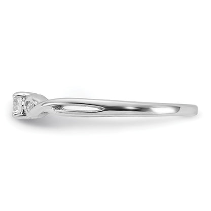 Sterling Silver Rhodium Plated And Cz Ring