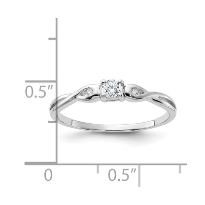 Sterling Silver Rhodium Plated And Cz Ring