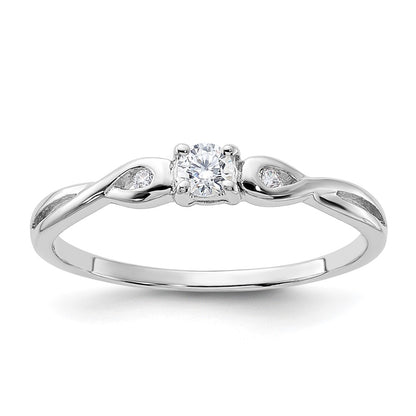 Sterling Silver Rhodium Plated And Cz Ring