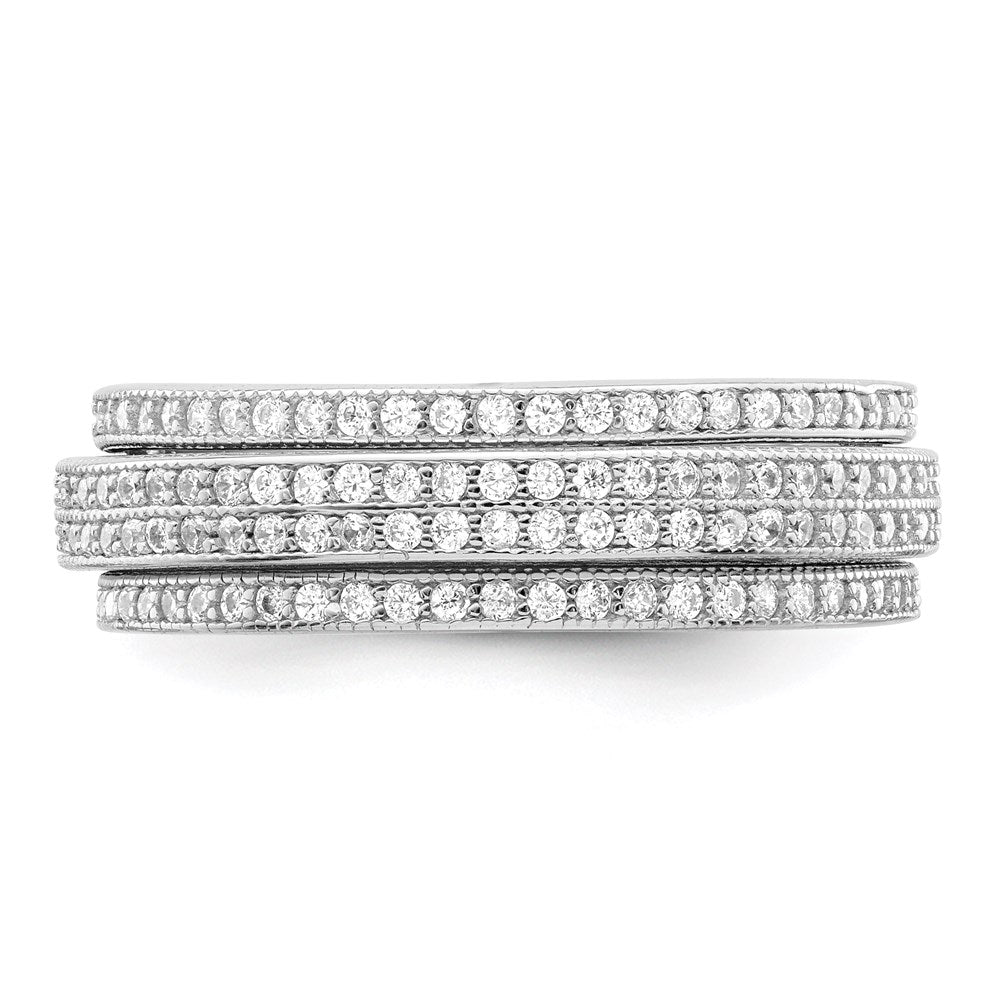 Sterling Silver Polished Rhodium Plated Cz Pav‚Äö Eternity Motion Ring