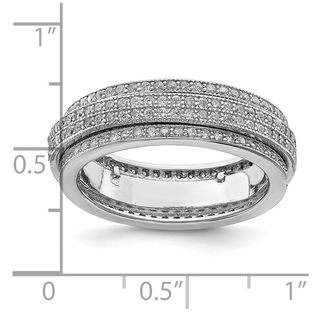 Sterling Silver Polished Rhodium Plated Cz Pav‚Äö Eternity Motion Ring