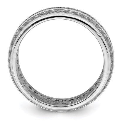 Sterling Silver Rhodium Plated 3 Row Cz Eternity Ring
