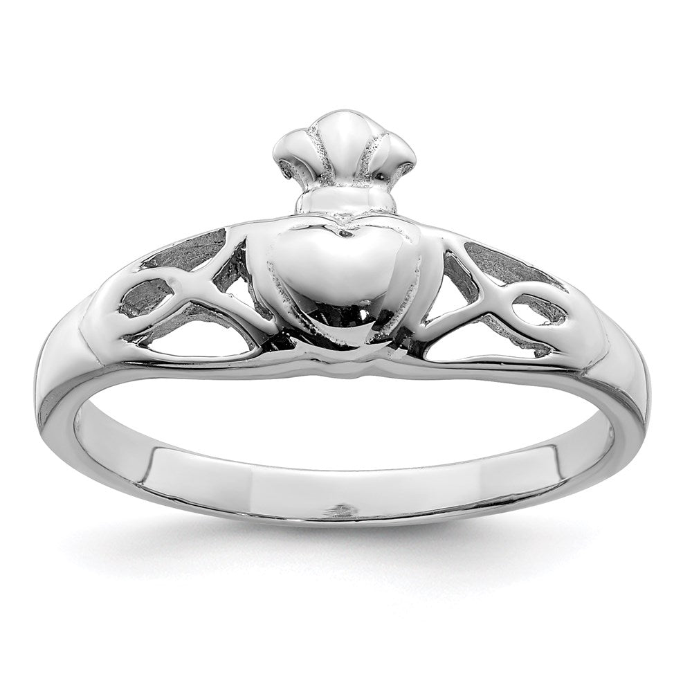 Sterling Silver Rhodium Plated Polished Celtic Ring