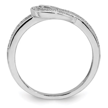 Sterling Silver Rhodium Plated Cz Buckle Ring