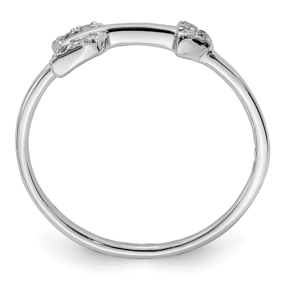 Sterling Silver Rhodium Plated Polished Cz Arrow Ring