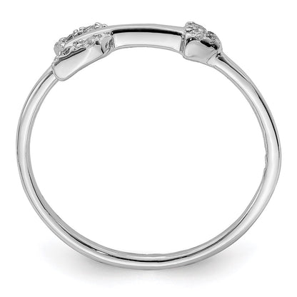Sterling Silver Rhodium Plated Polished Cz Arrow Ring