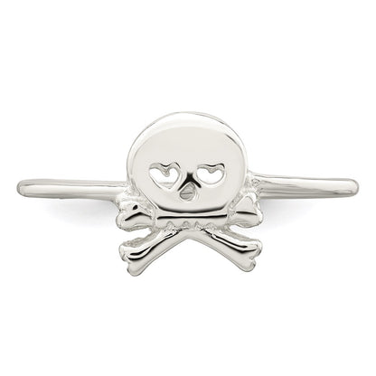 Sterling Silver Polished Skull & Crossbones Ring