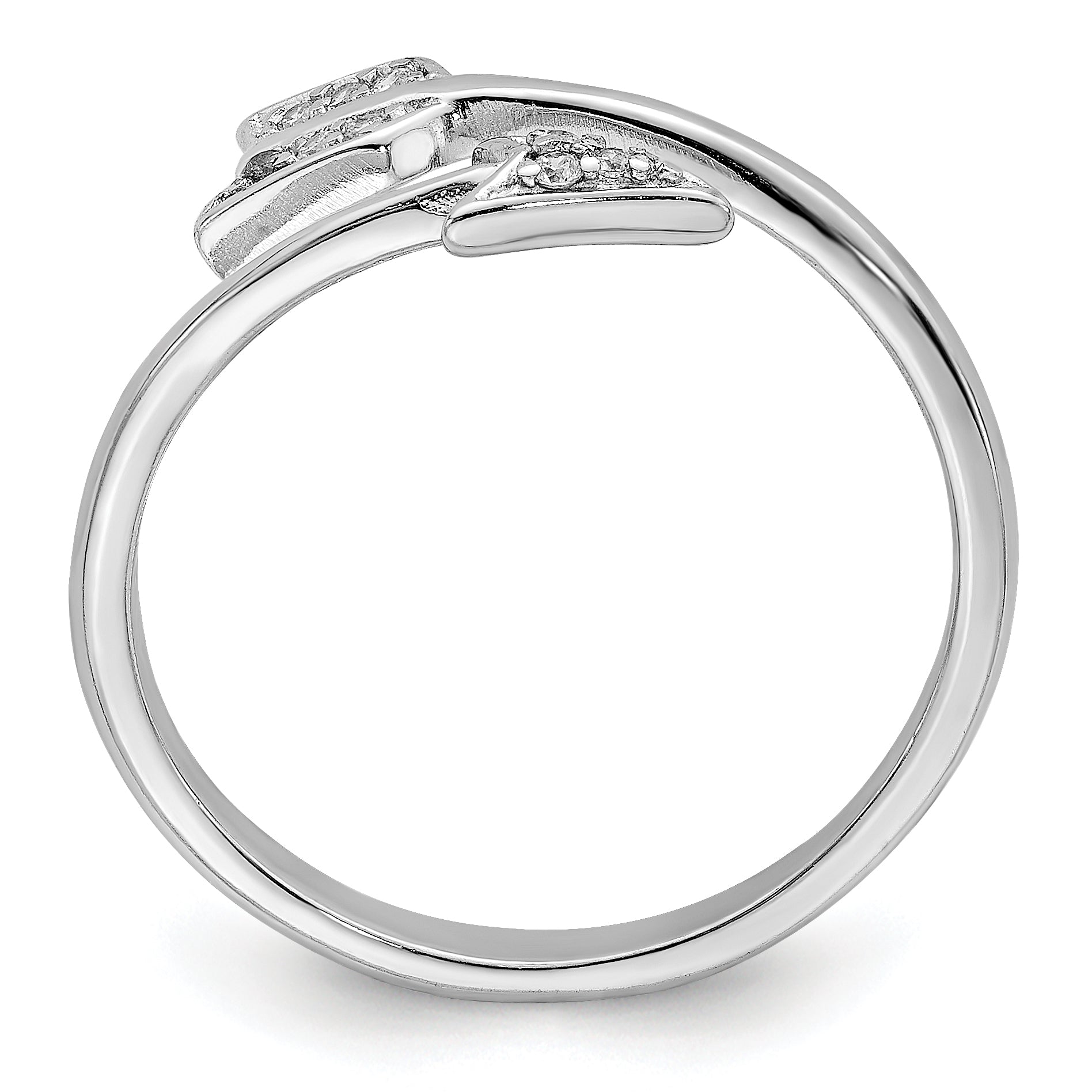 Sterling Silver Rhodium Plated Polished Cz Arrow Adjustable Ring (Size 7 Only)