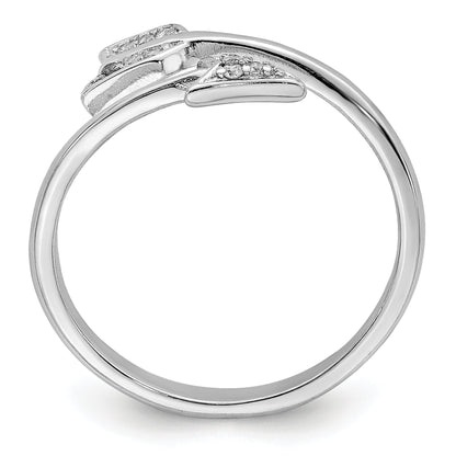 Sterling Silver Rhodium Plated Polished Cz Arrow Adjustable Ring (Size 7 Only)