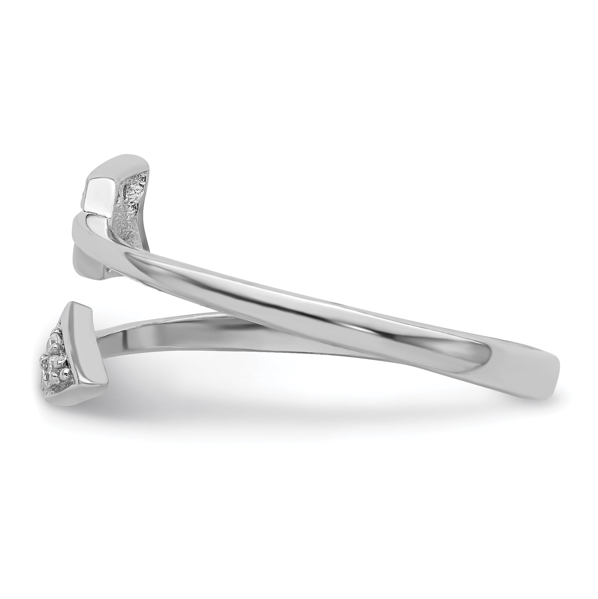 Sterling Silver Rhodium Plated Polished Cz Arrow Adjustable Ring (Size 7 Only)