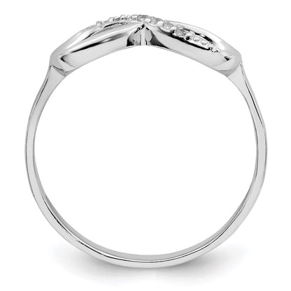Sterling Silver Rhodium Plated Polished Cz Infinity Ring