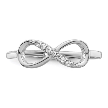 Sterling Silver Rhodium Plated Polished Cz Infinity Ring