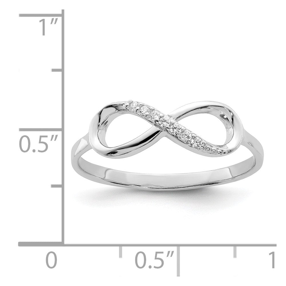 Sterling Silver Rhodium Plated Polished Cz Infinity Ring