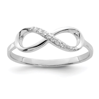 Sterling Silver Rhodium Plated Polished Cz Infinity Ring