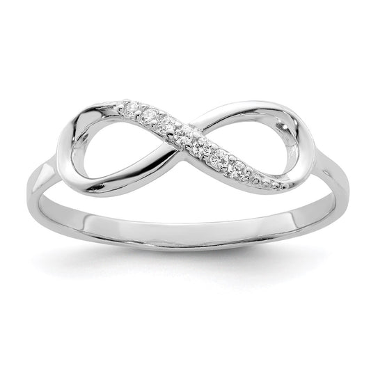 Sterling Silver Rhodium Plated Polished Cz Infinity Ring