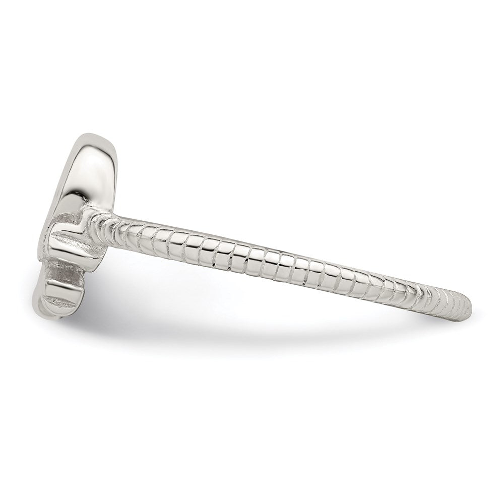 Sterling Silver Polished & Textured Skull Crossbones Ring