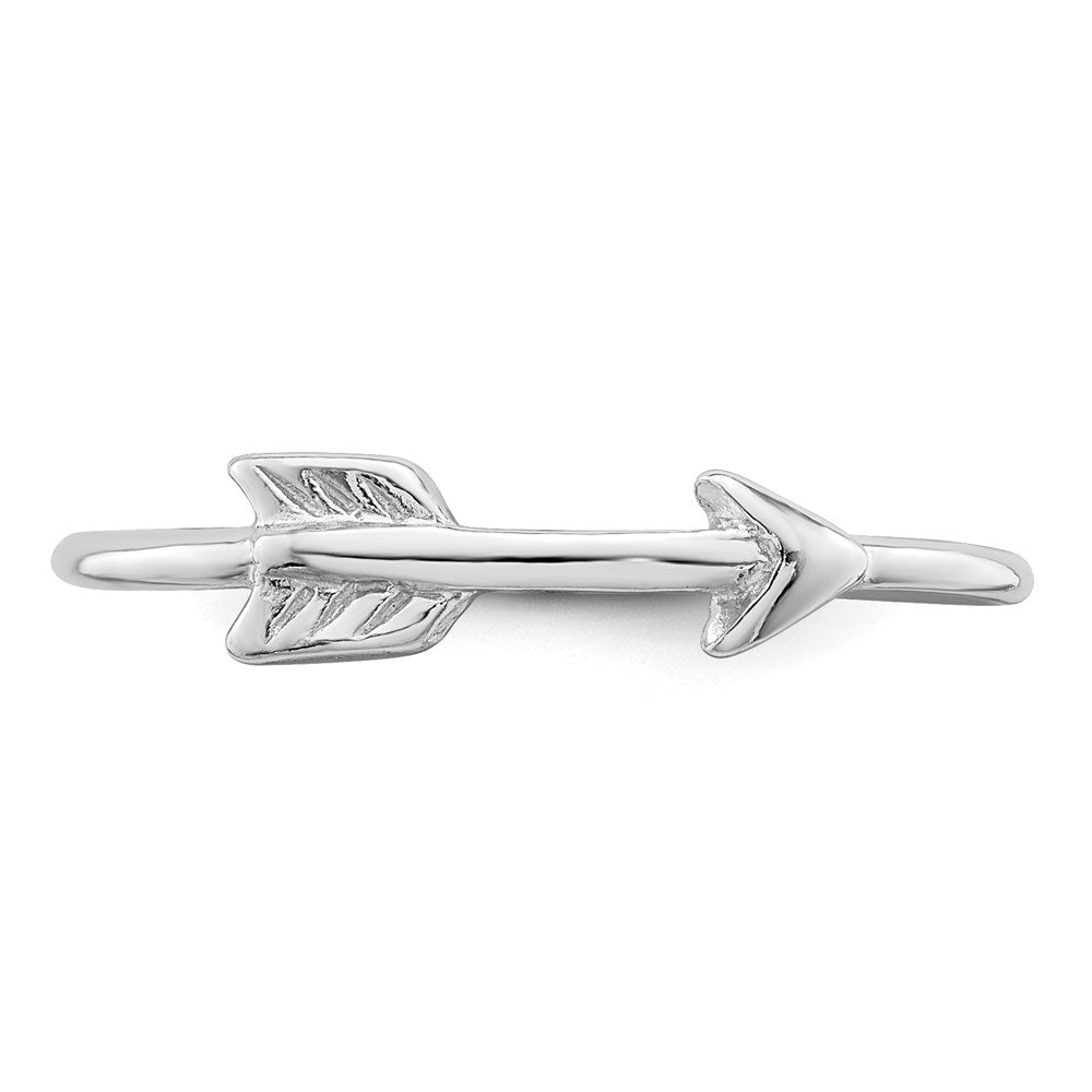 Sterling Silver Rhodium Plated Polished Arrow Ring