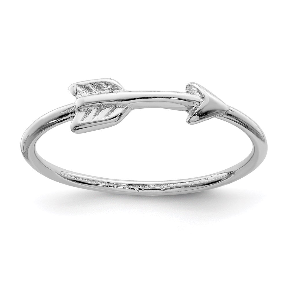 Sterling Silver Rhodium Plated Polished Arrow Ring