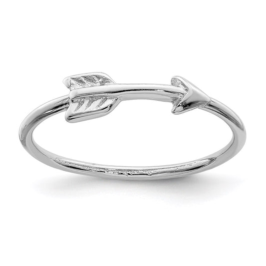 Sterling Silver Rhodium Plated Polished Arrow Ring