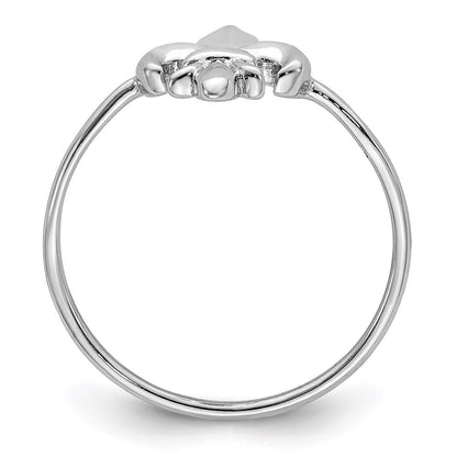 Sterling Silver Rhodium Plated Polished Fleur De Lis Ring