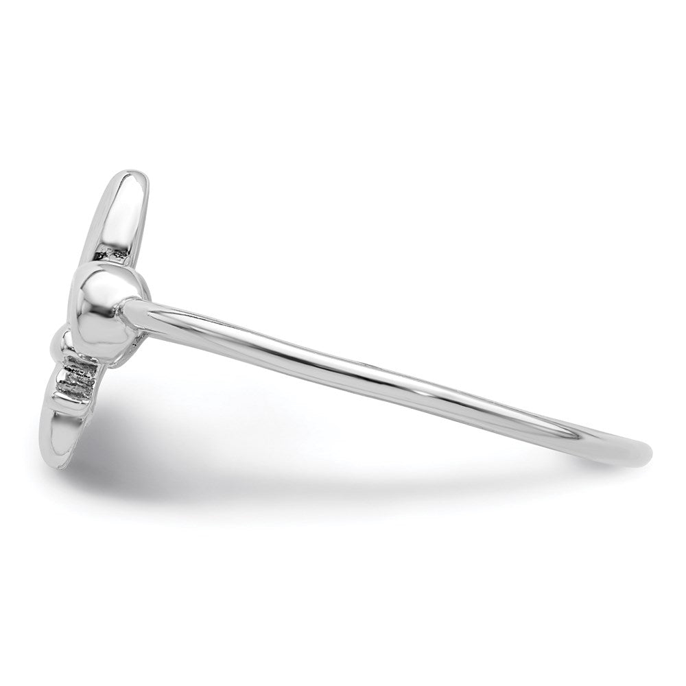 Sterling Silver Rhodium Plated Polished Fleur De Lis Ring