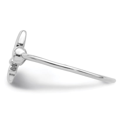 Sterling Silver Rhodium Plated Polished Fleur De Lis Ring