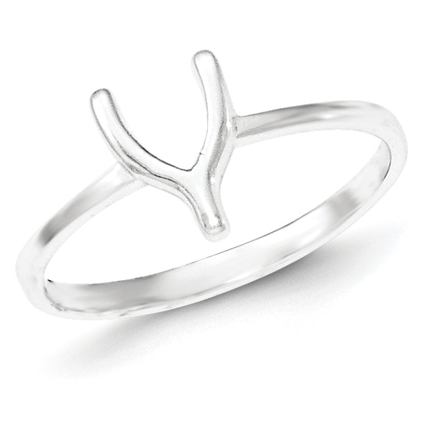 Sterling Silver Polished Wishbone Ring (Size 8 Only)