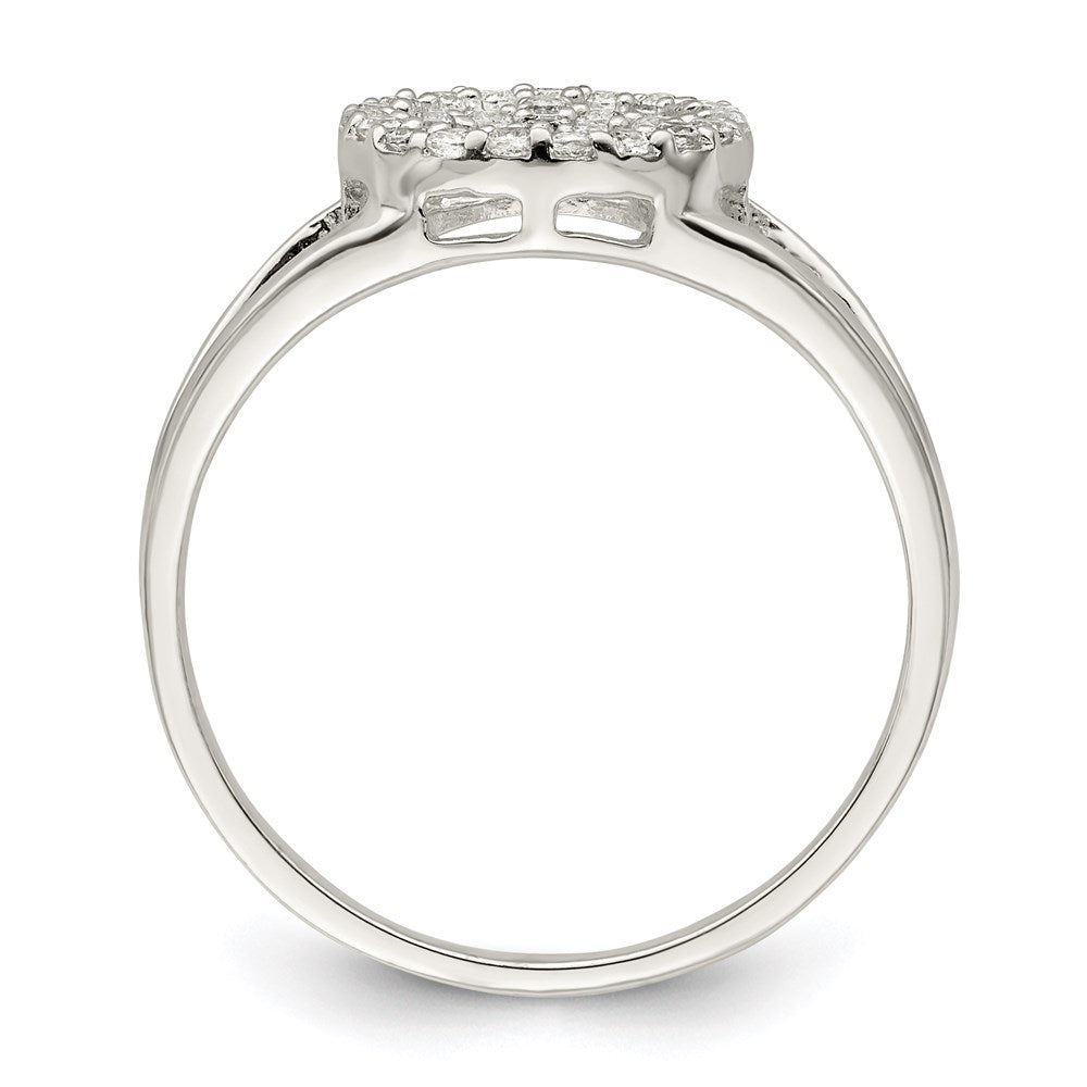 Sterling Silver Polished Cz Peace Sign Ring