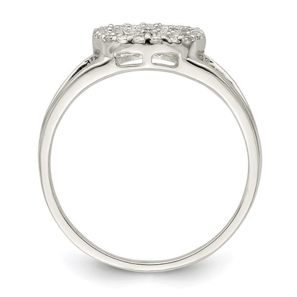 Sterling Silver Polished Cz Peace Sign Ring