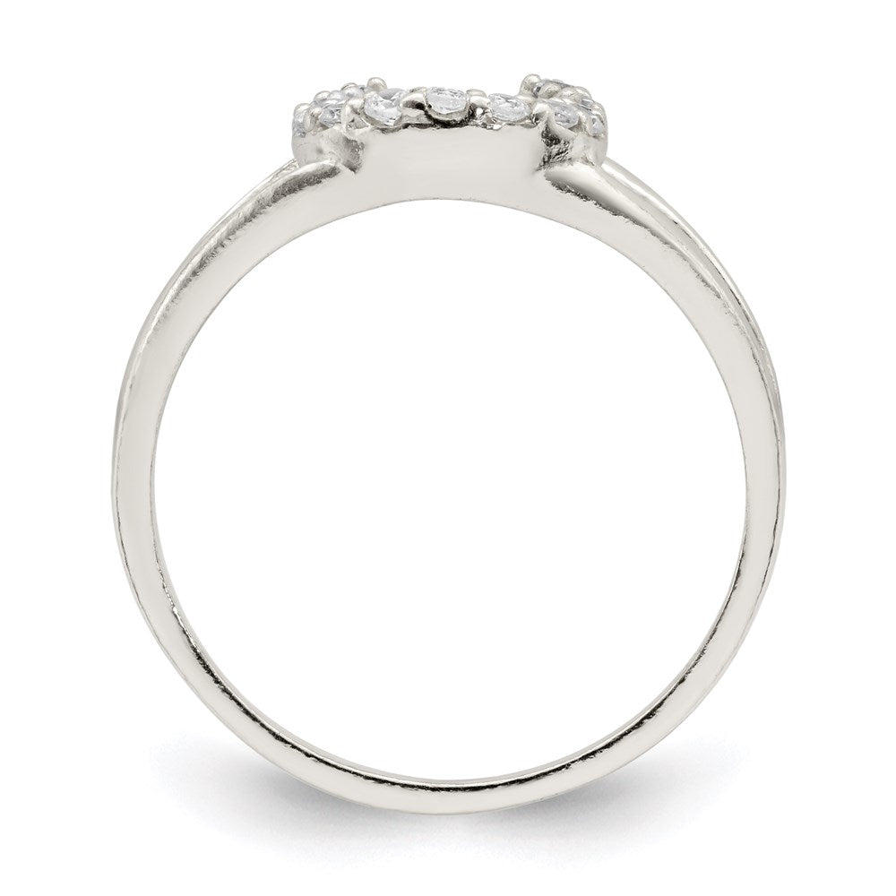 Sterling Silver Polished Cz Horseshoe Ring