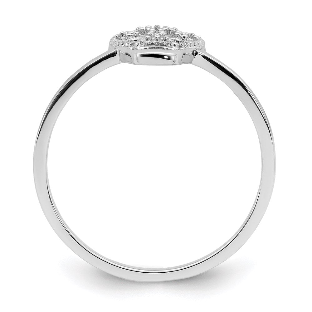 Sterling Silver Rhodium Plated Cz Skull Ring