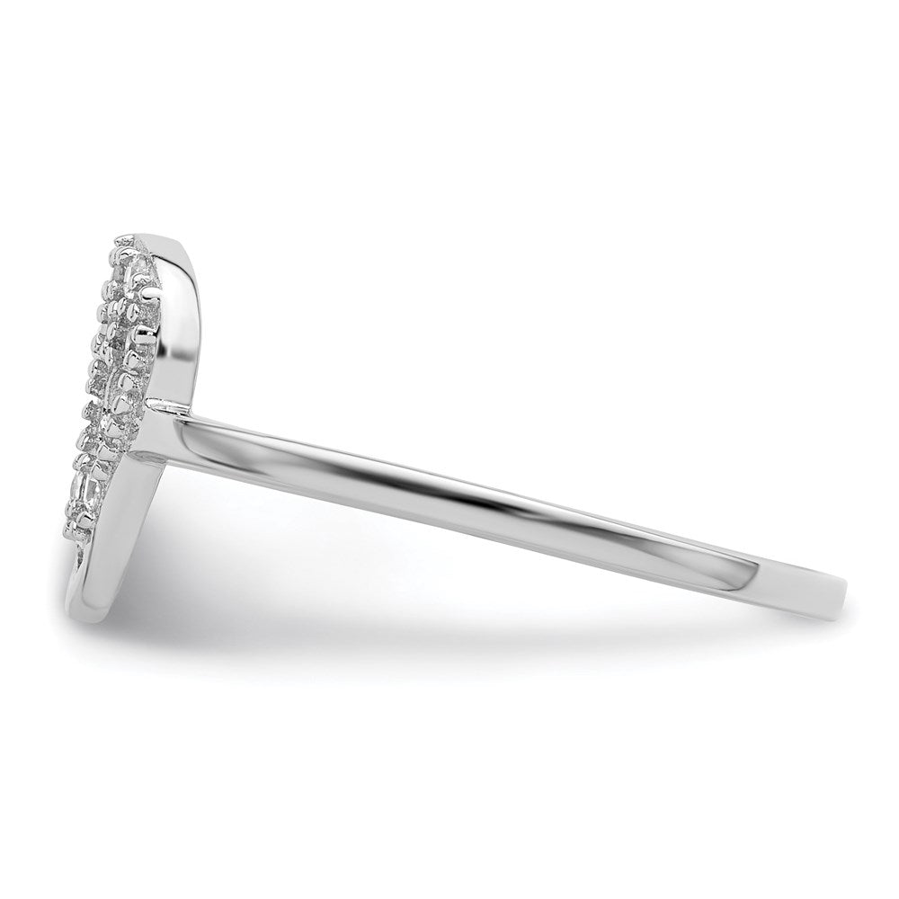 Sterling Silver Rhodium Plated Cz Skull Ring