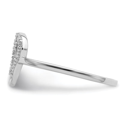 Sterling Silver Rhodium Plated Cz Skull Ring