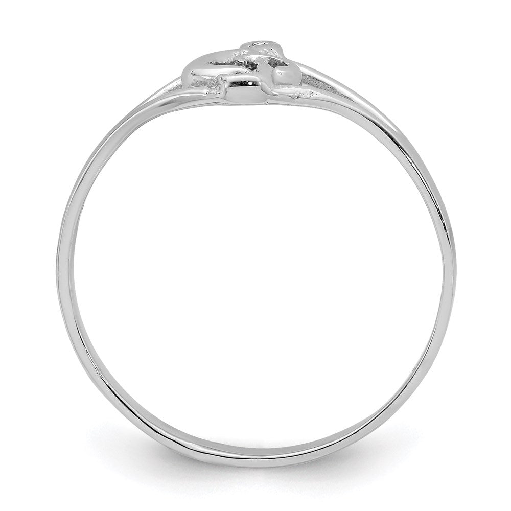 Sterling Silver Rhodium Plated Polished Music Note Ring