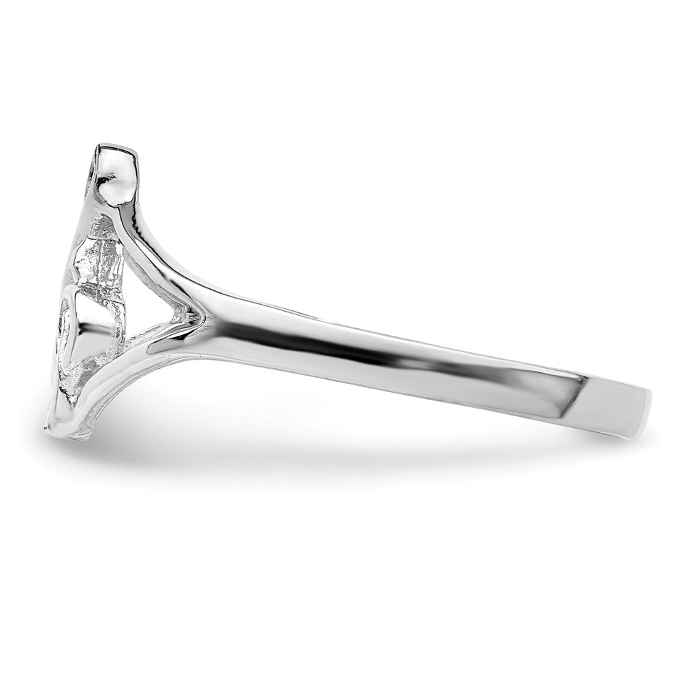 Sterling Silver Rhodium Plated Polished Music Note Ring